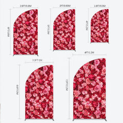 Lofaris Lush Pink and Red Rose Floral Wall Half Moon Arch Backdrop Elegant Wedding Party Decor