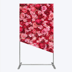 Lofaris Lush Pink and Red Rose Flower Wall Rectangle Arch Backdrop Romantic Wedding Party Decor