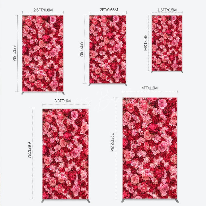 Lofaris Lush Pink and Red Rose Flower Wall Rectangle Arch Backdrop Romantic Wedding Party Decor