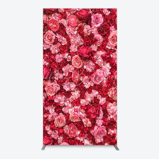 Lofaris Lush Pink and Red Rose Flower Wall Rectangle Arch Backdrop Romantic Wedding Party Decor