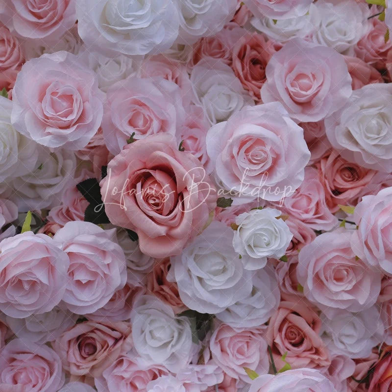 Lofaris Lush Pink and White Rose Artificial Flower Wall Backdrop Elegant Romantic Wedding Event Party Decor