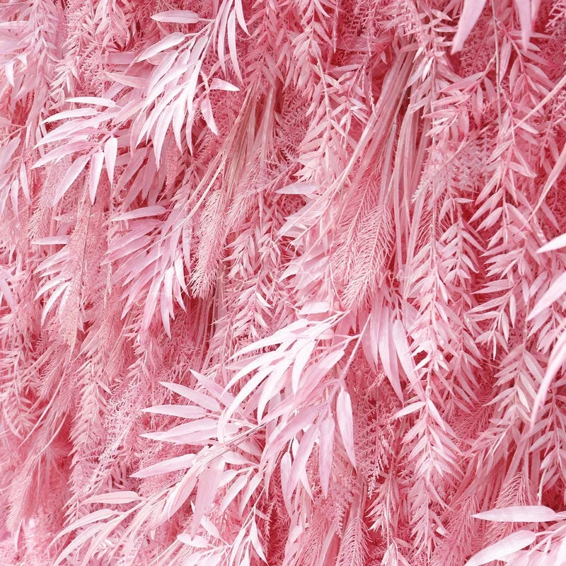 Lofaris Lush Pink Artificial Flower Wall with Bamboo Leaf Design Elegant Wedding and Party Event Decor