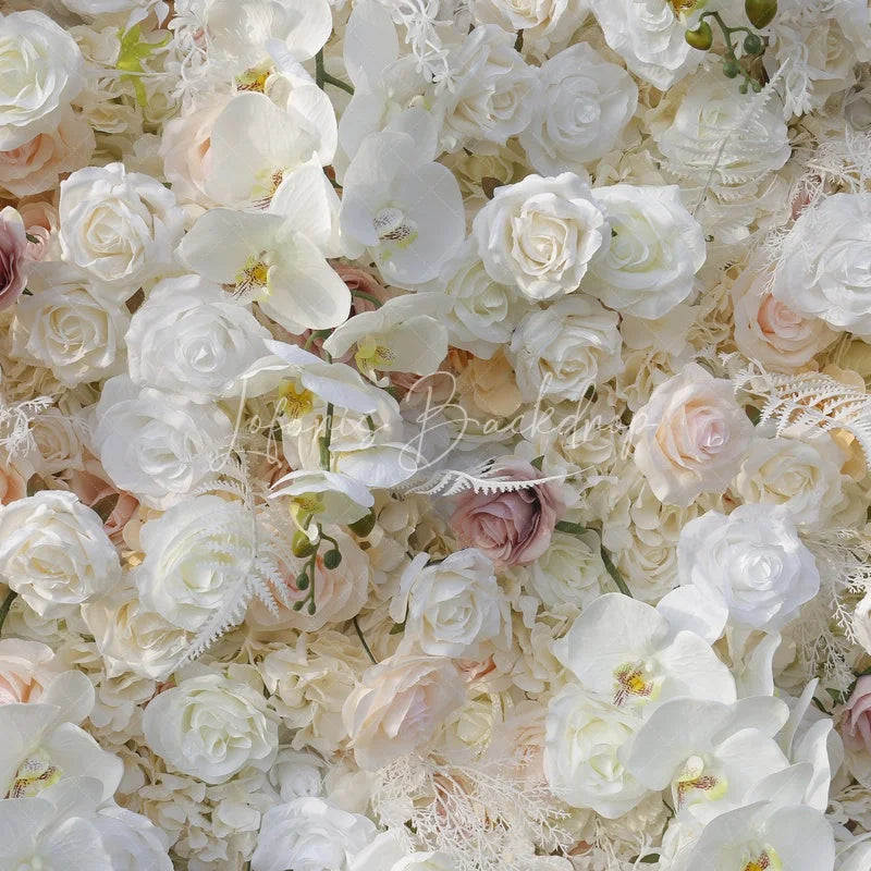 Lofaris Lush White and Pink Artificial Flower Wall Elegant Roses Orchids Backdrop for Wedding Party Decor