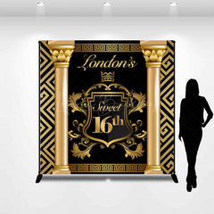 Lofaris Luxurious Black Gold Custom Name Birthday Backdrop