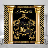Lofaris Luxurious Black Gold Custom Name Birthday Backdrop