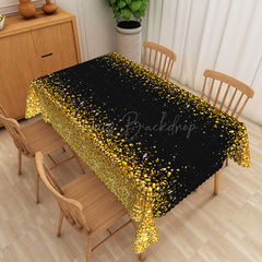 Lofaris Luxurious Black Golden Wavy Edge Design Tablecloth