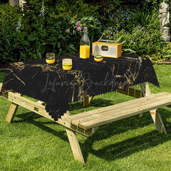 Lofaris Luxurious Black Marble Texture Natural Tablecloth
