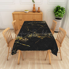 Lofaris Luxurious Black Marble Texture Natural Tablecloth