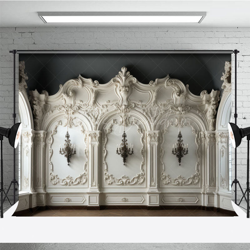 Lofaris Luxurious Pure White Wall Medieval Lamps Photo Backdrop