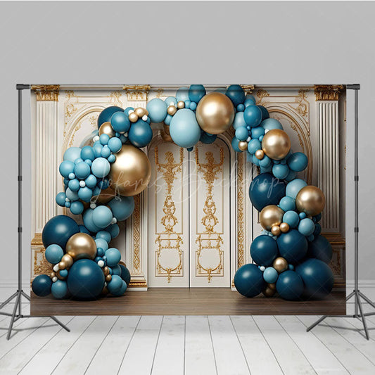 Lofaris Luxury Beige Gold Wall Arch Balloons Photo Backdrop