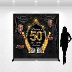 Lofaris Luxury Black Gold Custom Photo 50th Birthday Backdrop