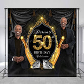 Lofaris Luxury Black Gold Custom Photo 50th Birthday Backdrop