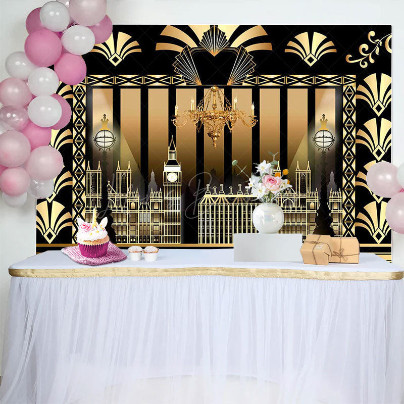 Lofaris Luxury Black Gold Gatsby Birthday Party Backdrop