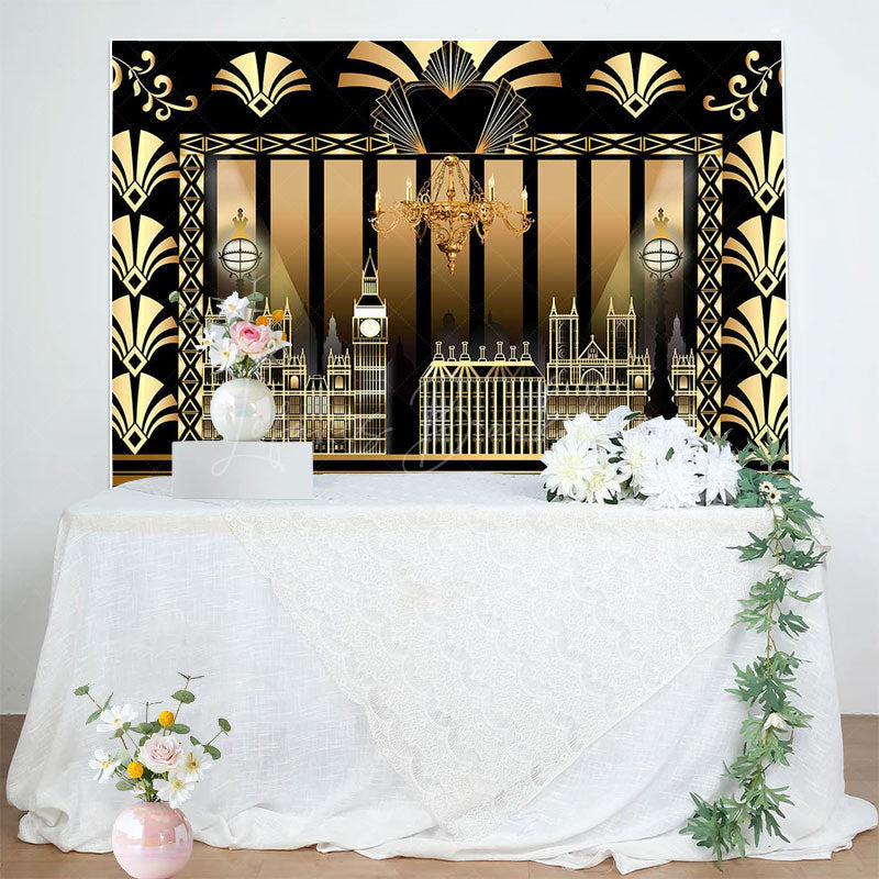 Lofaris Luxury Black Gold Gatsby Birthday Party Backdrop