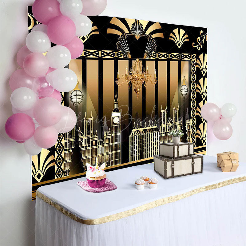 Lofaris Luxury Black Gold Gatsby Birthday Party Backdrop