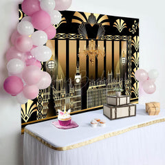 Lofaris Luxury Black Gold Gatsby Birthday Party Backdrop