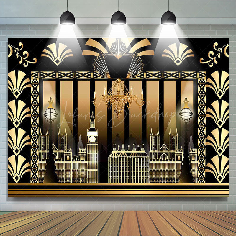 Lofaris Luxury Black Gold Gatsby Birthday Party Backdrop