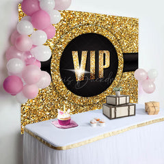 Lofaris Luxury Black Gold Glitter Vip Birthday Party Backdrop