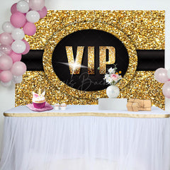 Lofaris Luxury Black Gold Glitter Vip Birthday Party Backdrop
