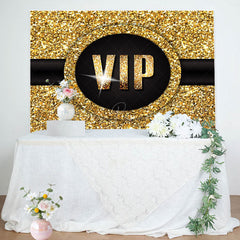 Lofaris Luxury Black Gold Glitter Vip Birthday Party Backdrop