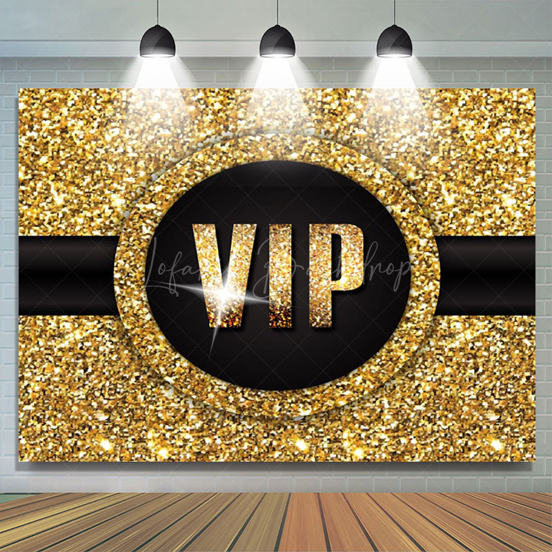 Lofaris Luxury Black Gold Glitter Vip Birthday Party Backdrop