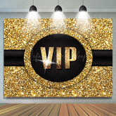 Lofaris Luxury Black Gold Glitter Vip Birthday Party Backdrop