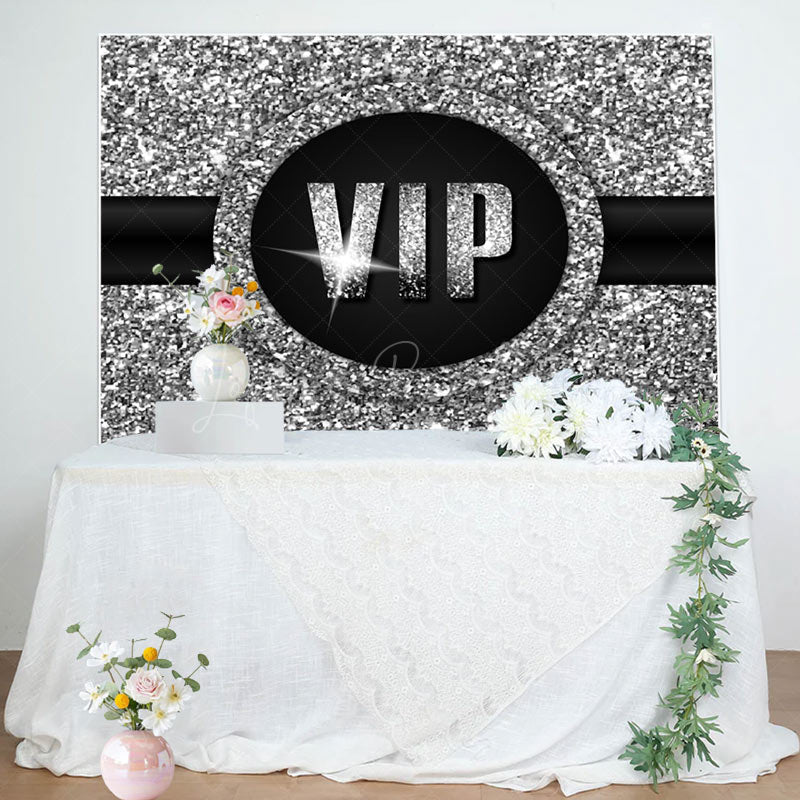 Lofaris Luxury Black Silver Vip Birthday Party Backdrop