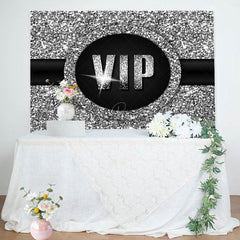 Lofaris Luxury Black Silver Vip Birthday Party Backdrop