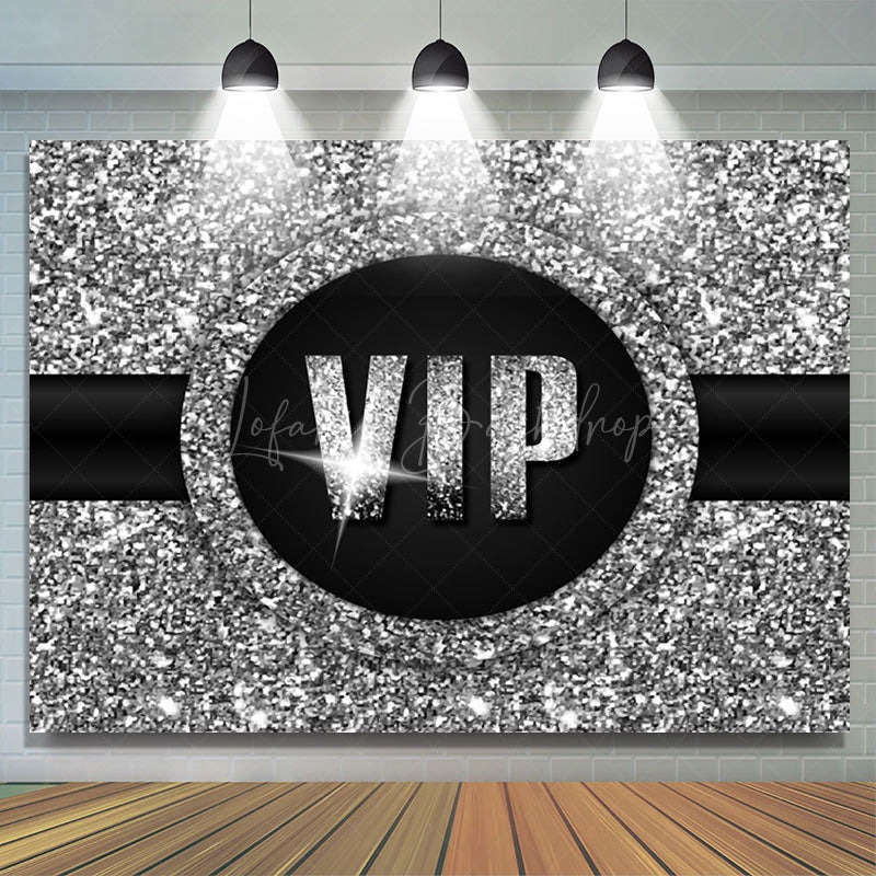 Lofaris Luxury Black Silver Vip Birthday Party Backdrop