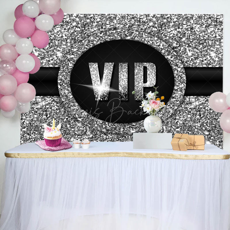 Lofaris Luxury Black Silver Vip Birthday Party Backdrop