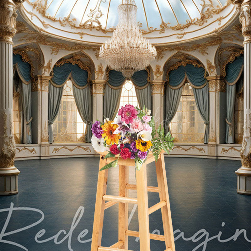 Lofaris Luxury Blue Ballroom Architecture Photo Backdrop