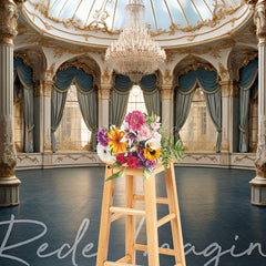 Lofaris Luxury Blue Ballroom Architecture Photo Backdrop