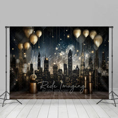 Lofaris Luxury City Night Skyline Backdrop Golden Balloons and Cityscape Photography Background for Gala