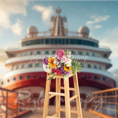 Lofaris Luxury Cruise Ship Deck Scenery Backdrop Ocean Vacation Photography Studio Background for Summer Party