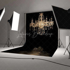 Lofaris Luxury Crystal Chandelier Backdrop Elegant Fine Art Black Background for Professional Portraits