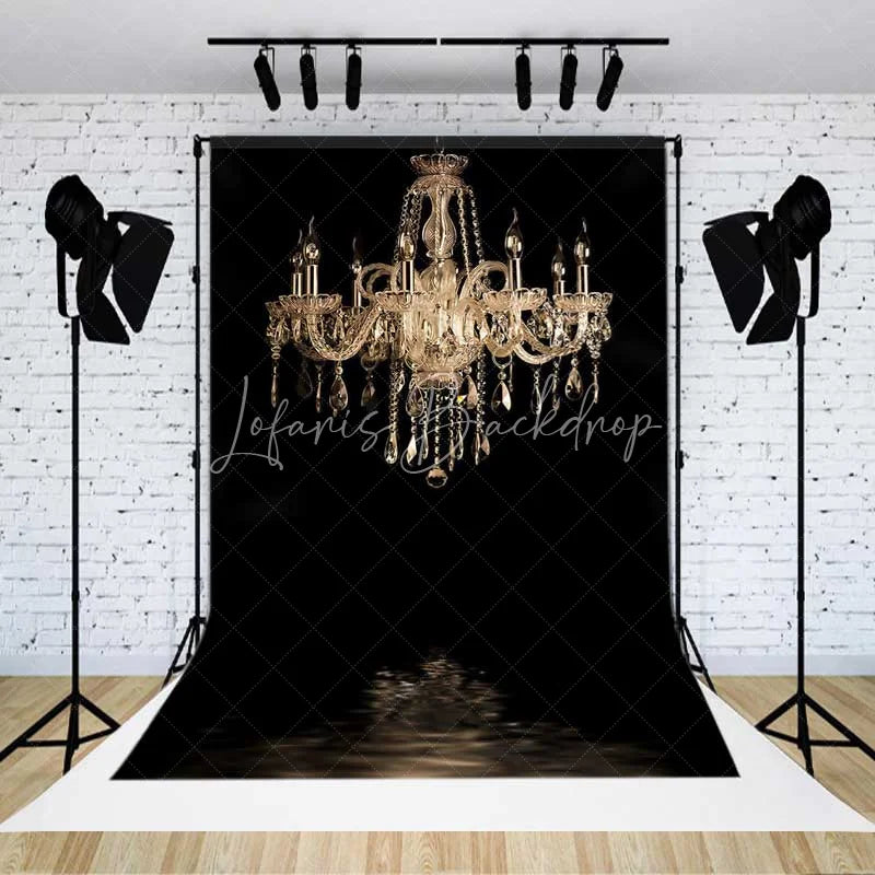 Lofaris Luxury Crystal Chandelier Backdrop Elegant Fine Art Black Background for Professional Portraits
