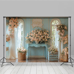 Lofaris Luxury Floral Rose Blue Room Wedding Backdrop
