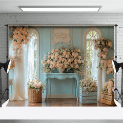 Lofaris Luxury Floral Rose Blue Room Wedding Backdrop