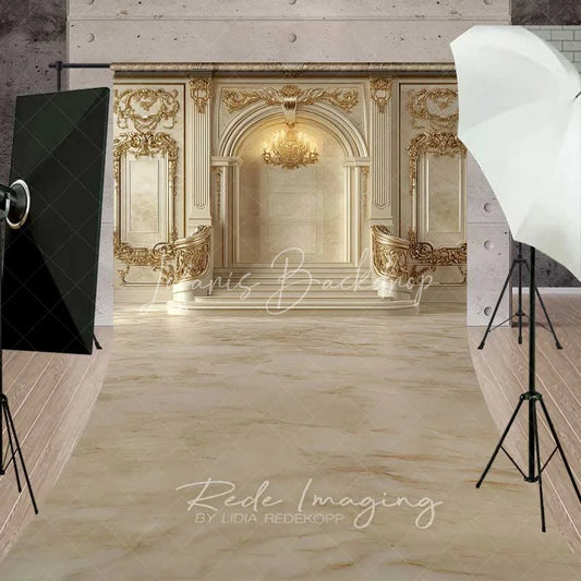 Lofaris Luxury Golden Palace Sweep Backdrop Royal Marble Texture Photography Floor Mat Elegant Wedding Decoration