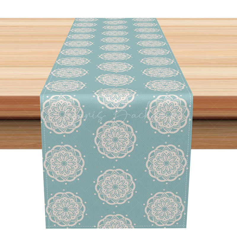 Lofaris Luxury Modern Table Runner with Blue and White Floral Pattern Elegant Dining Room Decor for Wedding Party