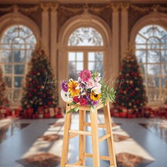 Lofaris Luxury Palace Window Christmas Vibe Photo Backdrop