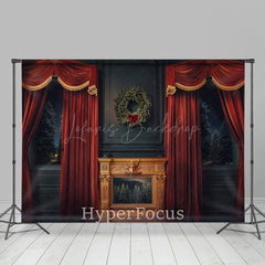 Lofaris Luxury Red Curtain Black Christmas Room Set Backdrop