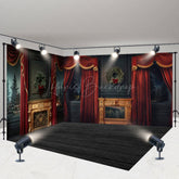 Lofaris Luxury Red Curtain Black Christmas Room Set Backdrop
