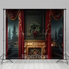 Lofaris Luxury Red Curtain Black Christmas Room Set Backdrop