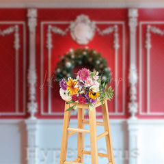 Lofaris Luxury Red White Wall Wreath Christmas Vibe Backdrop
