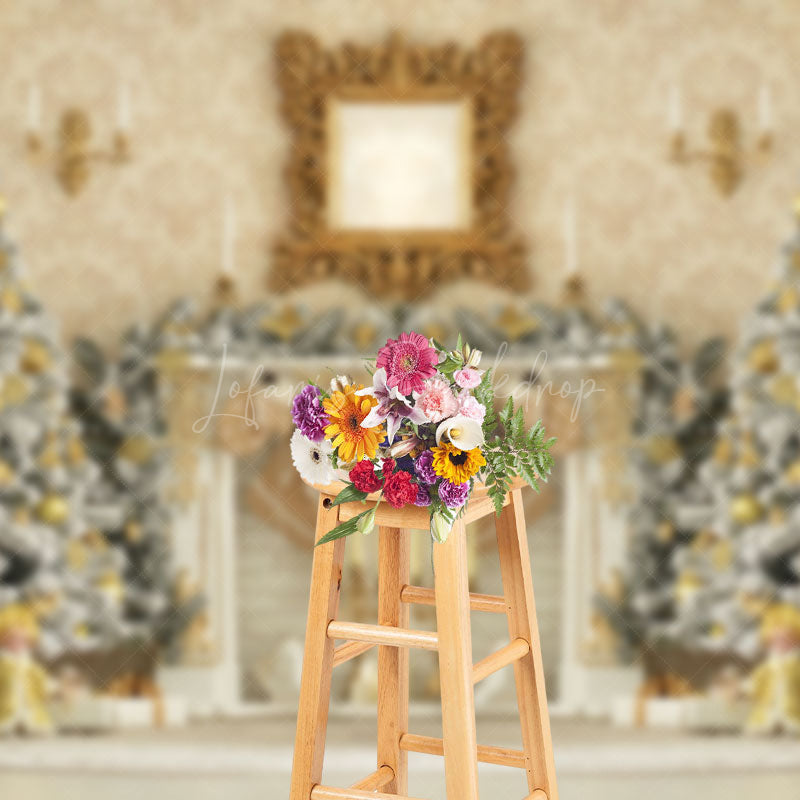 Lofaris Luxury Retro Palace Wall Trees Christmas Backdrop