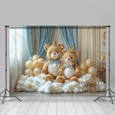 Lofaris Luxury Royal Prince Bear Balloons Cake Smash Backdrop