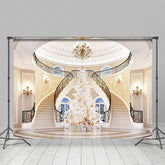 Lofaris Luxury Villa White Stairs Christmas Tree Backdrop