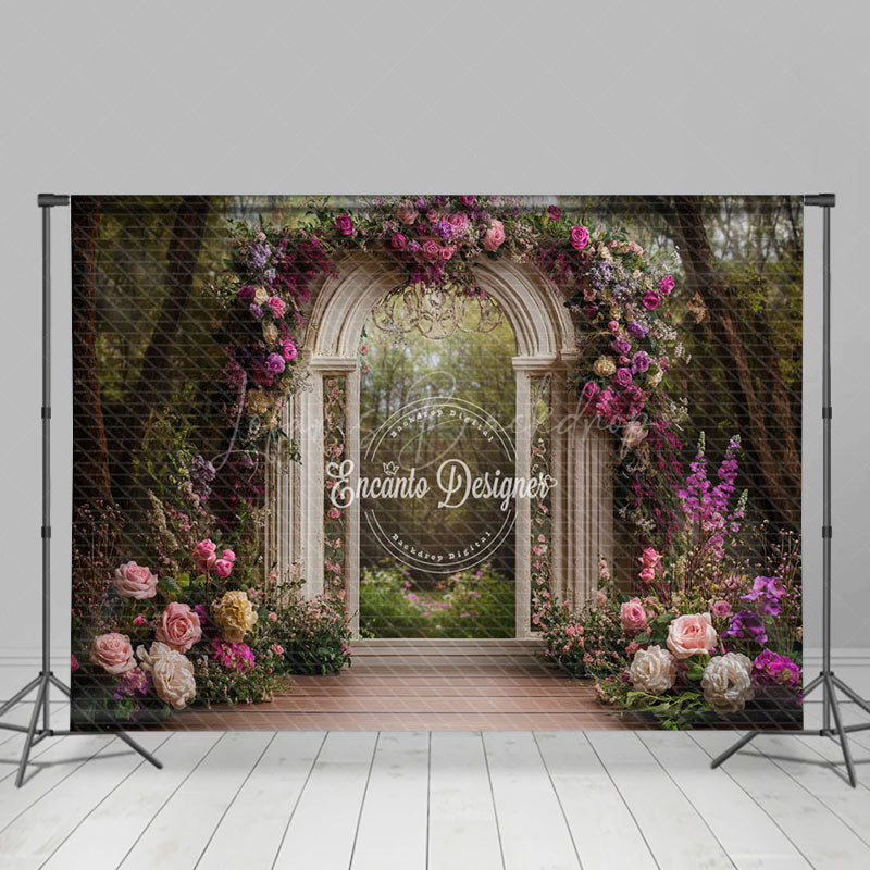 Lofaris Luxury White Arch Floral Garden Wedding Backdrop
