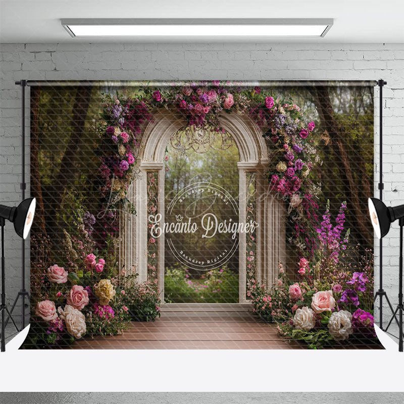 Lofaris Luxury White Arch Floral Garden Wedding Backdrop